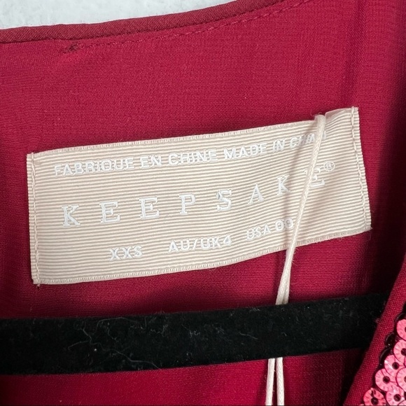 KEEPSAKE THE LABEL Farewell Sequined Puff Sleeve Midi Dress, Red, Size 00, NWT! - Picture 10 of 10